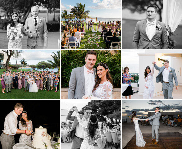 collage of Maui wedding photos
