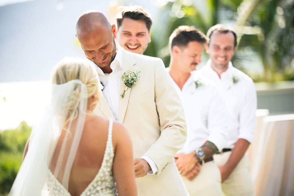 groom sharing personal vows during ceremony